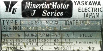 New Refurbished Exchange Repair  Yaskawa Motors-DC Servo UGJMED-40LA1SF Precision Zone
