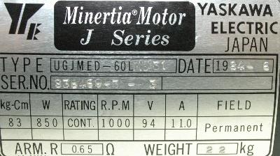 Yaskawa UGJMED-60LMU31 label image