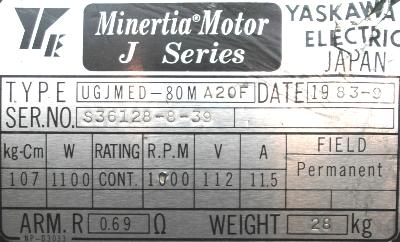 Yaskawa UGJMED-80MA2OF label image