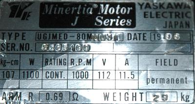 Yaskawa UGJMED-80MMU31 label image