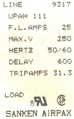 SANKEN ELECTRIC UPAH111-25A label image