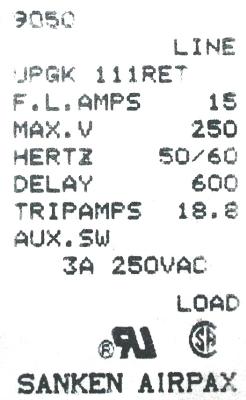 SANKEN ELECTRIC UPGK111RET-15A label image
