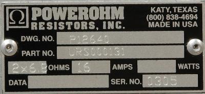 Powerohm Resistors Inc URS000131 label image