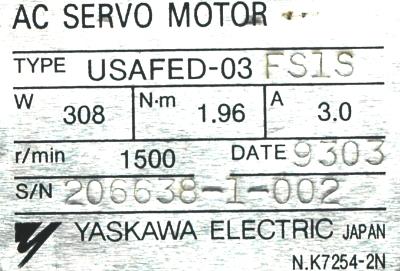 Yaskawa USAFED-03FS1S label image