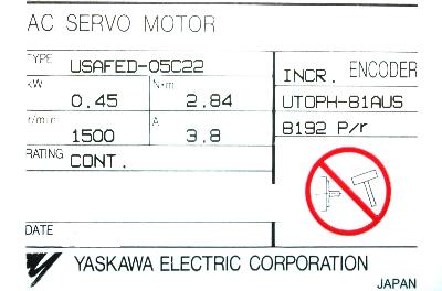 Yaskawa USAFED-05C22 label image