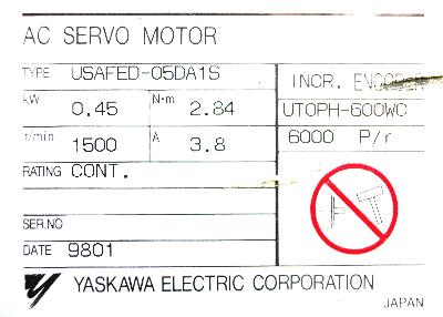 Yaskawa USAFED-05DA1S label image
