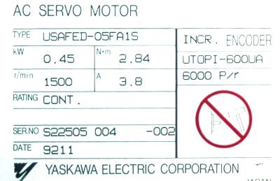 Yaskawa USAFED-05FA1S label image