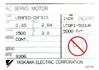 Yaskawa USAFED-05FB1S label image