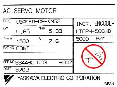 Yaskawa USAFED-09-KN52 label image
