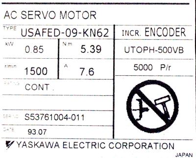 New Refurbished Exchange Repair  Yaskawa Motors-AC Servo USAFED-09-KN62 Precision Zone