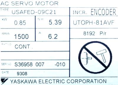 Yaskawa USAFED-09C21 label image