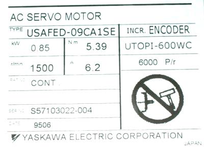 Yaskawa USAFED-09CA1SE label image