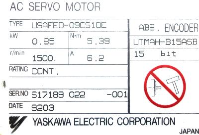 Yaskawa USAFED-09CS1OE label image