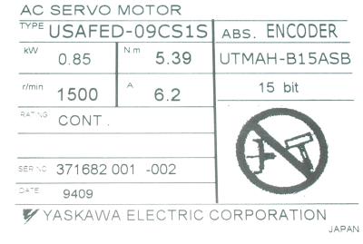 Yaskawa USAFED-09CS1S label image