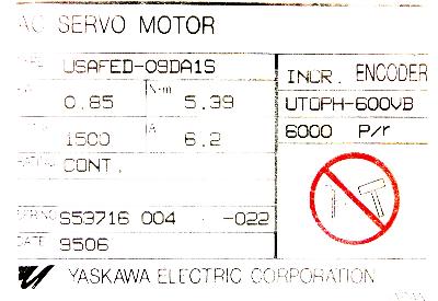Yaskawa USAFED-09DA1S label image