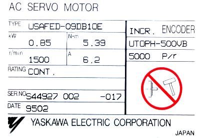 Yaskawa USAFED-09DB1OE label image