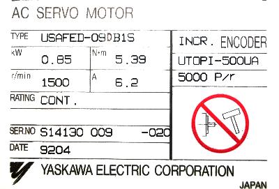 Yaskawa USAFED-09DB1S label image