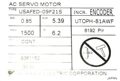 New Refurbished Exchange Repair  Yaskawa Motors-AC Servo USAFED-09F21S Precision Zone