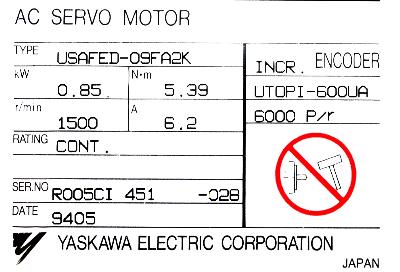 Yaskawa USAFED-09FA2K label image