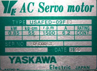 Yaskawa USAFED-09FB1 label image