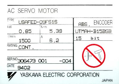 Yaskawa USAFED-09FS1S label image