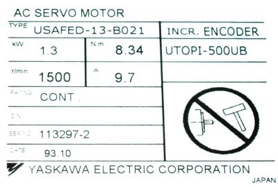 Yaskawa USAFED-13-BO21 label image