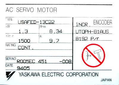 Yaskawa USAFED-13C22 label image