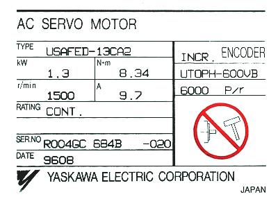 Yaskawa USAFED-13CA2 label image