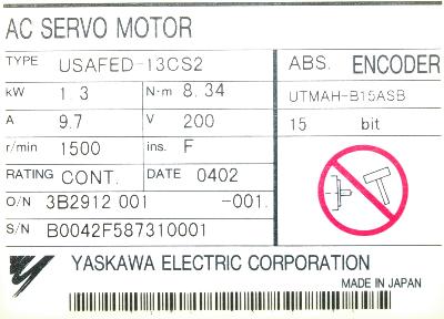 Yaskawa USAFED-13CS2 label image