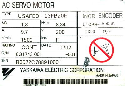 Yaskawa USAFED-13FB2OE label image