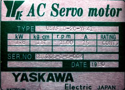 Yaskawa USAFED-20-YR41 label image