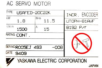 Yaskawa USAFED-20C22K label image