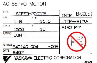 Yaskawa USAFED-20C22S label image