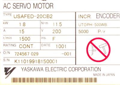 Yaskawa USAFED-20CB2 label image