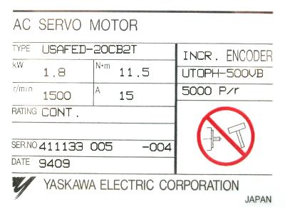 Yaskawa USAFED-20CB2T label image