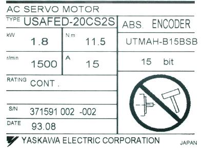 Yaskawa USAFED-20CS2S label image