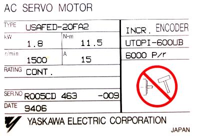 Yaskawa USAFED-20FA2 label image