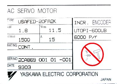 Yaskawa USAFED-20FA2K label image