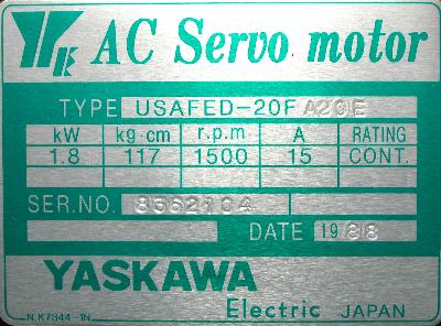 Yaskawa USAFED-20FA2OE label image