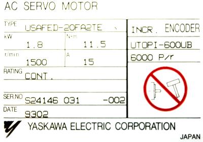 Yaskawa USAFED-20FA2TE label image