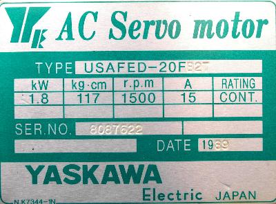 Yaskawa USAFED-20FB2T label image
