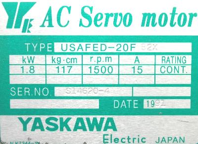 Yaskawa USAFED-20FB2X label image