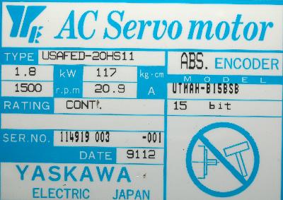 Yaskawa USAFED-20HS11 label image