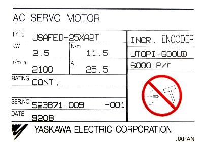 Yaskawa USAFED-25XA2T label image