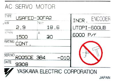 Yaskawa USAFED-30FA2 label image
