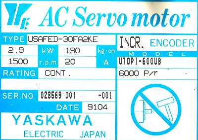 Yaskawa USAFED-30FA2KE label image