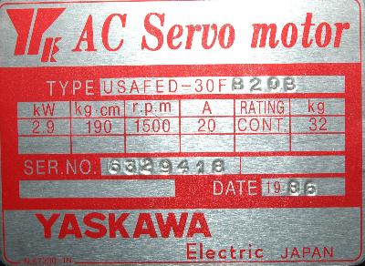 Yaskawa USAFED-30FB2OB label image