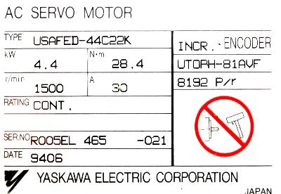 Yaskawa USAFED-44C22K label image