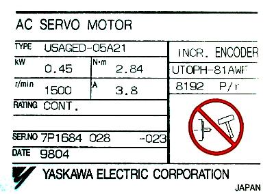 Yaskawa USAGED-05A21 label image