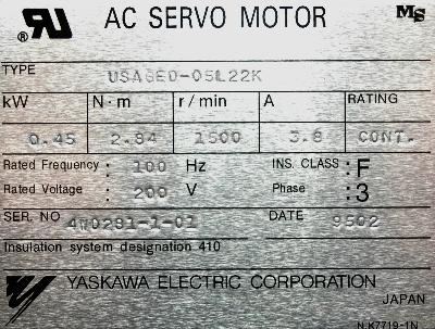 Yaskawa USAGED-05L22K label image
